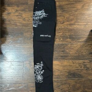 Men's Young&Reckless Black Graphic Jeans